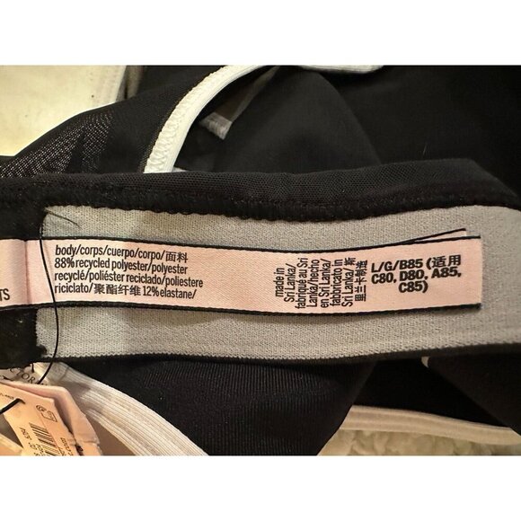 NWT Victoria's Secret Sport Bra Size Large Medium Support Black with white trim - Picture 10 of 11